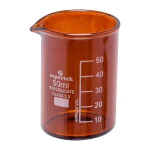 Beaker, Amber Colour, Low Form, With Graduation & Spout
