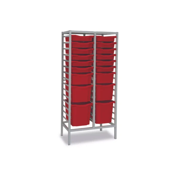 Monarch Combination Unit - 18 tray tall double metal storage frame 12 single trays,2 double trays, 2 triple & 2 quad trays  W710 x D430 x H1495mm