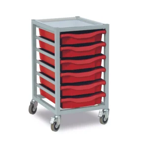 Monarch 6 tray single column metal trolley W390 x D430 x H655mm (inc wheels)