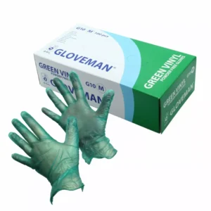 VINYL GLOVES POWDER FREE GREEN PK100 MEDIUM