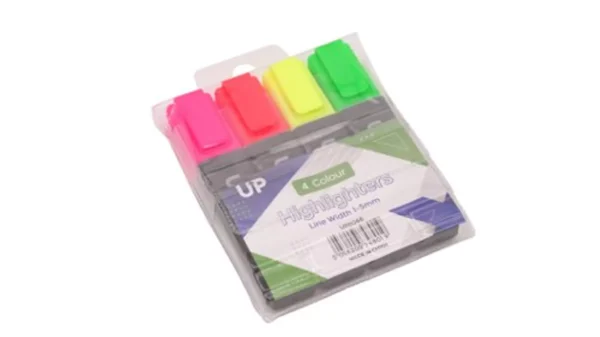 Highlighter Pens Assorted 4 Pack