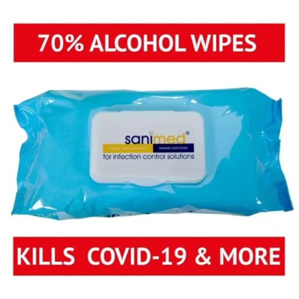 Alcohol Surface Wipes 100 Pack contain 70%