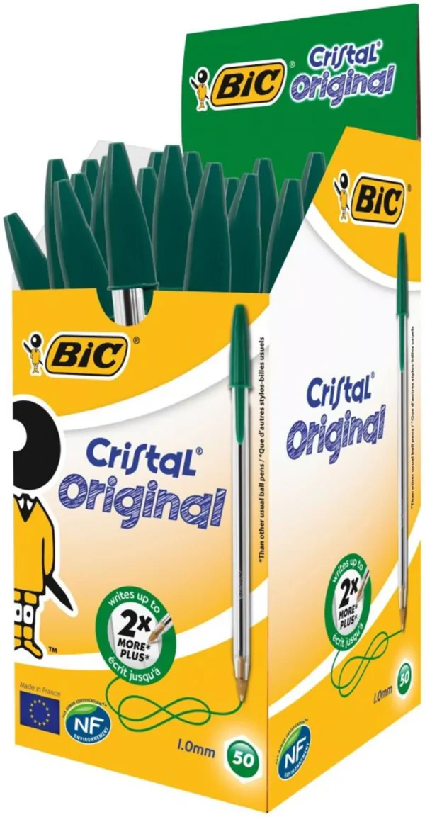 BIC Cristal Green Medium Ballpoint Pen Pack of 50