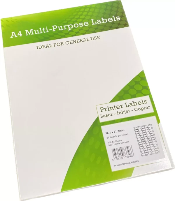 A4 Multipurpose Labels 16 Per Sheet 99.1 x 34mm (White) Pk of 100