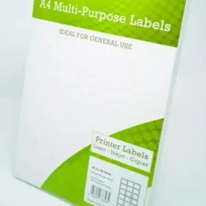 A4 Multipurpose Labels 18 Per Sheet 63.5 x 46.5mm (White) Pk of 100