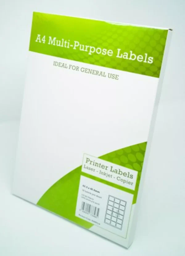A4 Multipurpose Labels 18 Per Sheet 63.5 x 46.5mm (White) Pk of 100