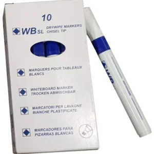 Drywipe Chisel Tip Marker Blue Pack of 10