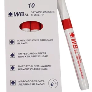 Drywipe Chisel Tip Marker Red Pack of 10