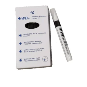 Drywipe Chisel Tip Marker Black Pack of 10