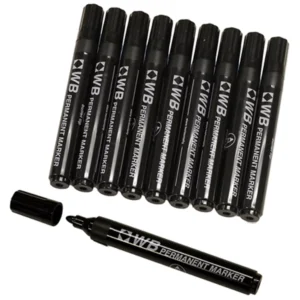 Permanent Marker Bullet Tip Black 10 Pack